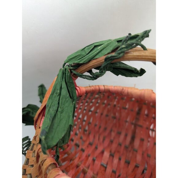 Basket Buttocks lightweight colorful woven w/ faux leaf vine Primitive Farmhouse - Picture 12 of 16